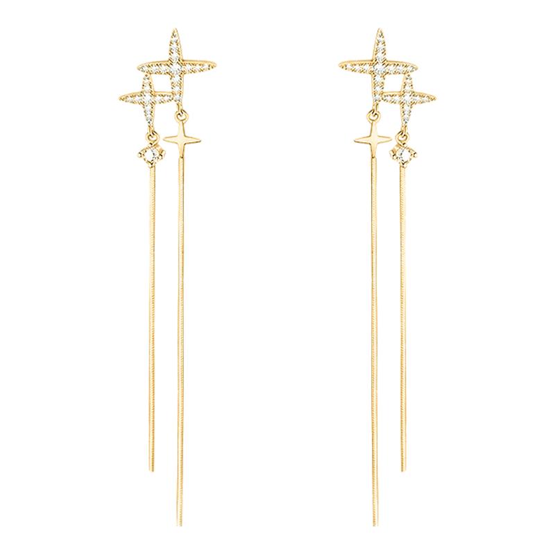 金色星星长款耳环新款