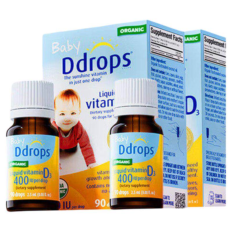 Ddrops维生素d3婴儿VD滴剂400iu儿童新生宝宝促进钙吸收600iu补钙