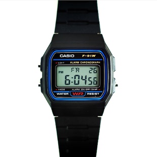 CASIO 91W 手表 情侣手表F 男女网红小方块复古考试手表 卡西欧