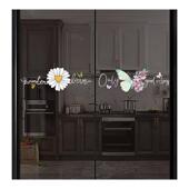 奶油风防撞玻璃贴纸蝴蝶雏菊厨房玻璃门小心玻璃贴静电玻璃装 饰贴