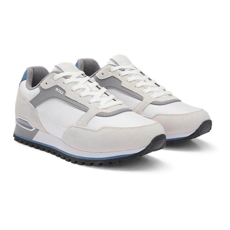 【新年礼物】BOSS博斯 男士织物皮革混合材质休闲跑鞋,流行男鞋,时尚休闲鞋,淘宝优惠券,粉丝福利购,淘宝优惠卷