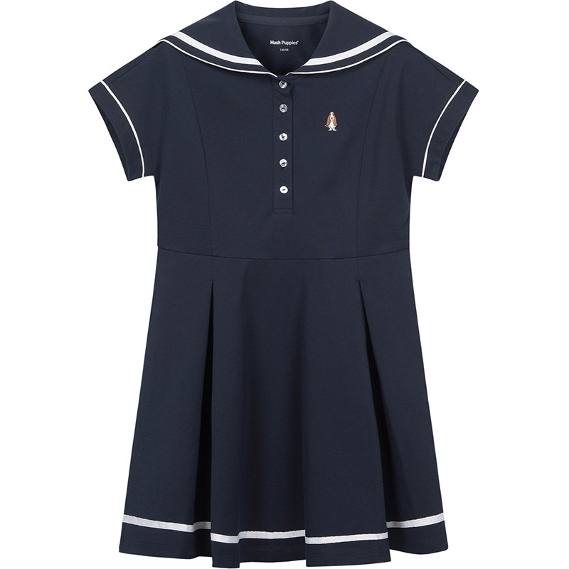 暇步士童装女童连衣裙26夏新款大童学院气质公主裙儿童透气半袖裙