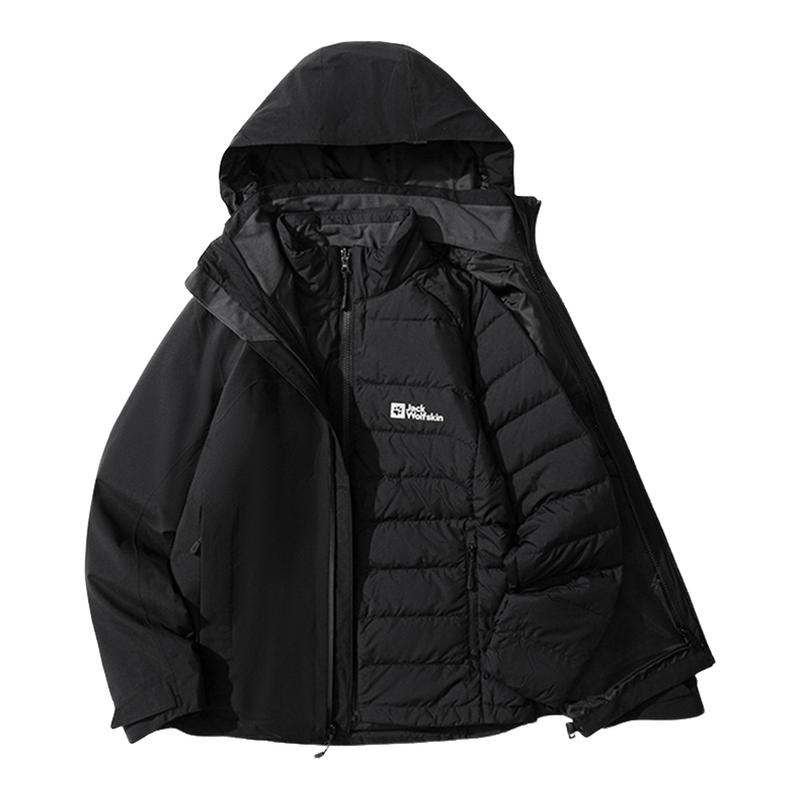 JackWolfskin狼爪25秋冬新款防风保暖羽绒内胆三合一冲锋衣A65698