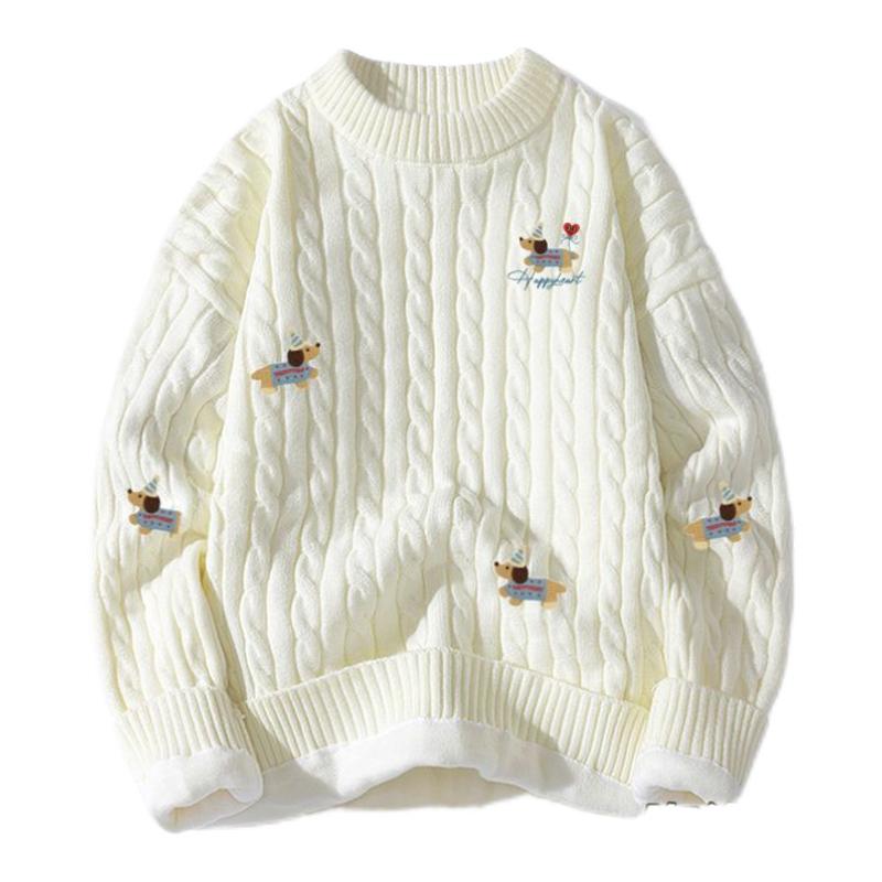 查尔斯桃心腊肠狗印花圆领卫衣男士冬季2025