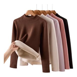 女加绒加厚款 打底针织衫 2025新款 内搭长袖 秋冬季 芬腾半高领打底衫