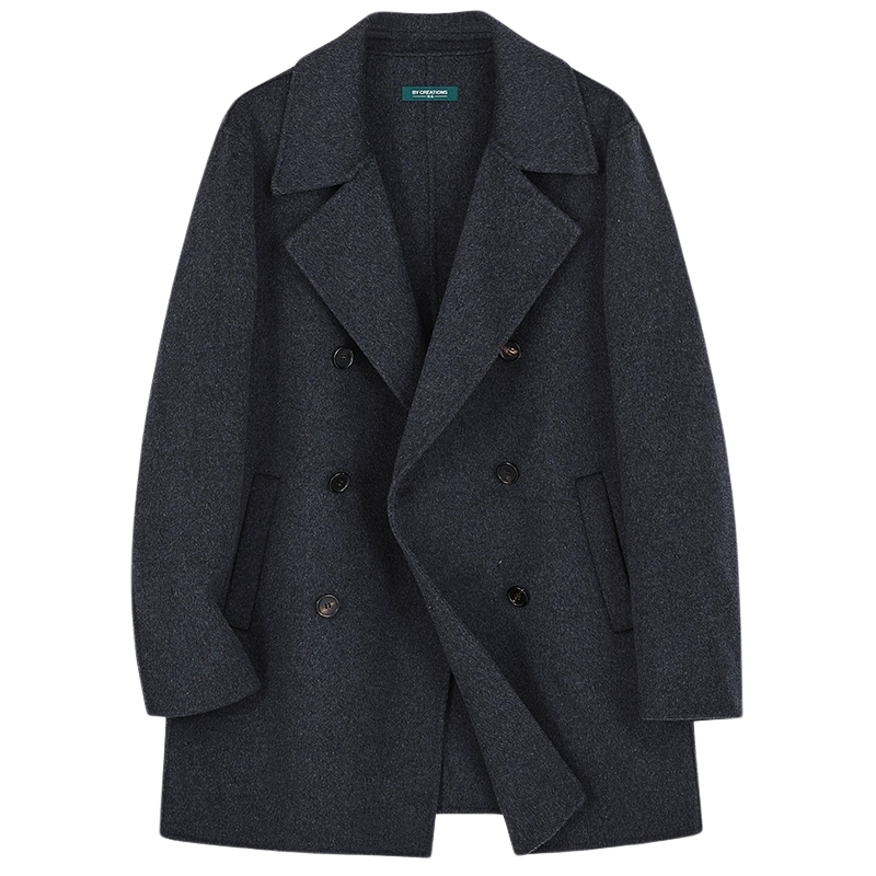 柏品纯羊毛双面呢双排扣大衣男2025冬新美利奴商务休闲毛呢外套