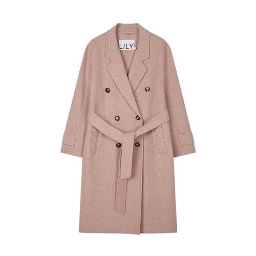 LILY绵羊毛通勤长款经典毛呢外套