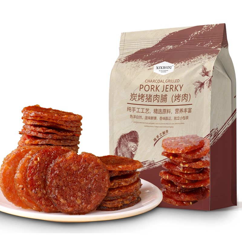 炭烤猪肉脯干铺蜜汁味独立小包装靖江特产高蛋白网红追剧解馋零食