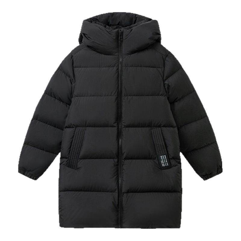 巴拉巴拉男童羽绒服小童冬装连帽外套儿童黑色中长款上衣新款童装