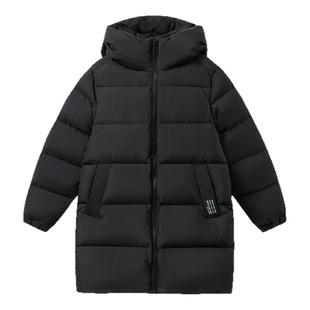 巴拉巴拉男童羽绒服小童冬装连帽外套儿童黑色中长款上衣新款童装