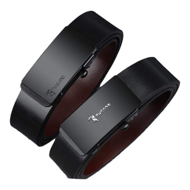 啄木鸟皮带男士真皮无牙内穿自动扣腰带时尚商务无卡槽牛皮裤带tk