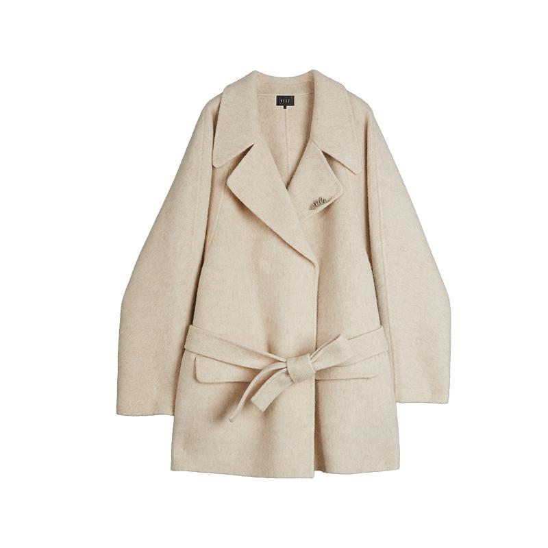 法式绵羊毛羊驼毛毛呢大衣ELLE