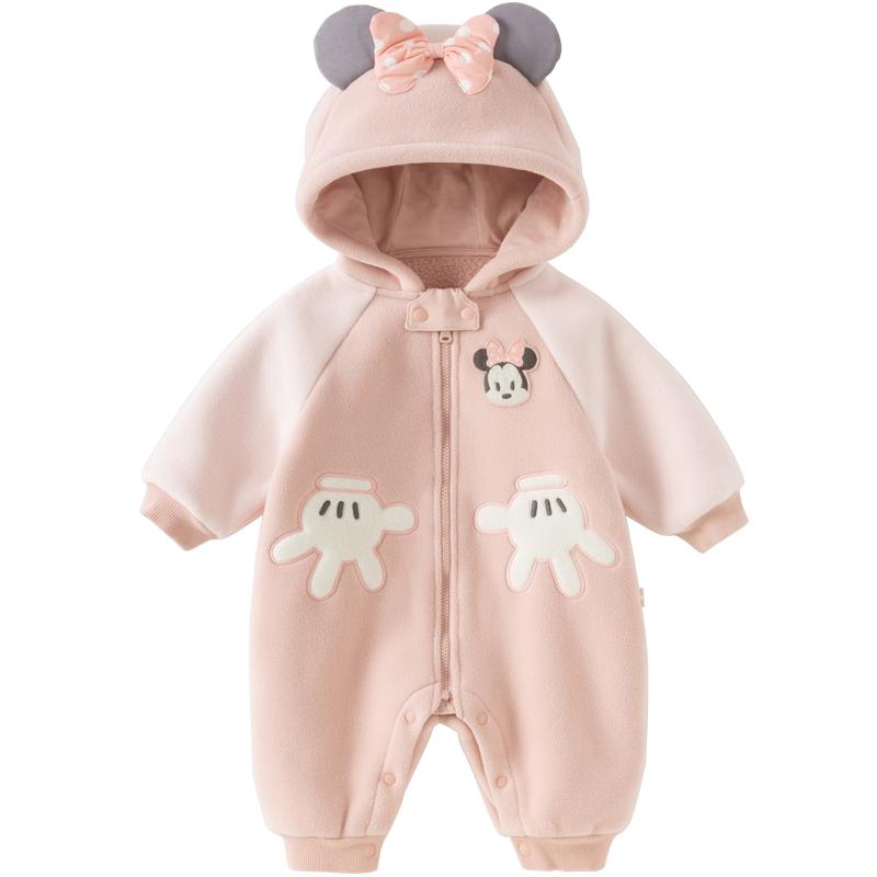 戴维贝拉新生儿抗静电毛绒爬服