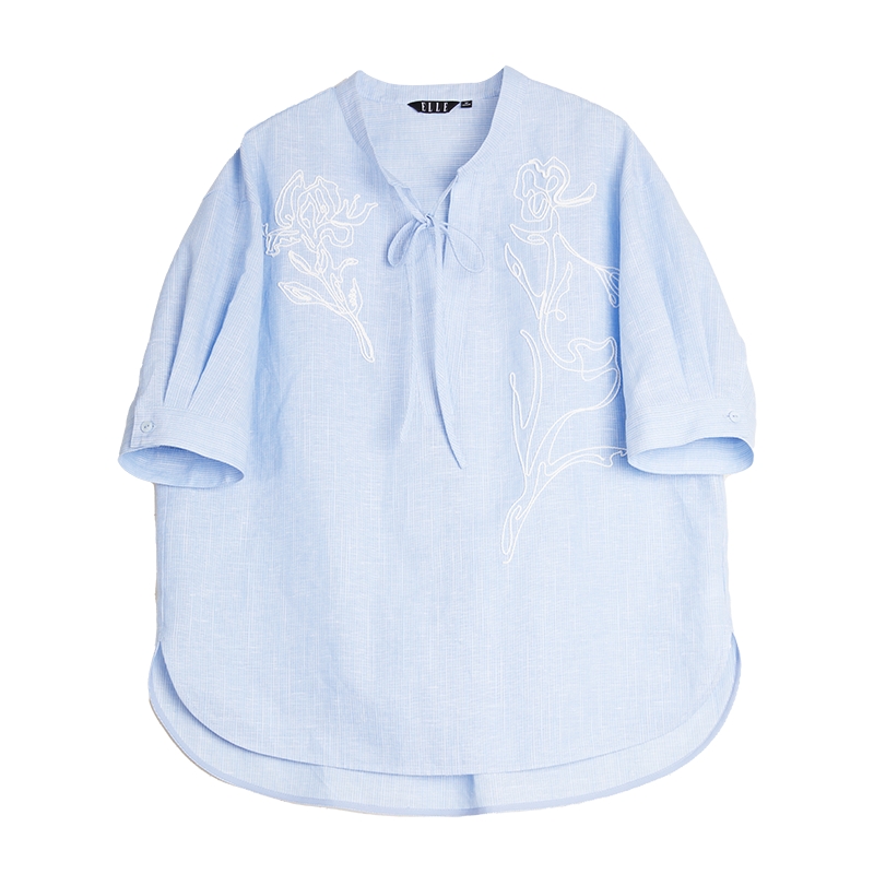 ELLE盘带绣花设计感衬衫