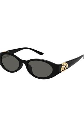 礼物 明星同款开云眼镜古驰GUCCI圆形窄框宽腿太阳镜墨镜GG1662SA