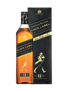 Johnnie Walker尊尼获加黑牌苏格兰威士忌1000ML带盒进口洋酒黑方