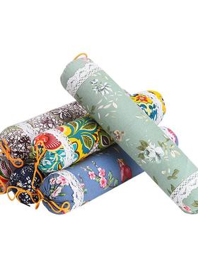 全艾草填充颈椎硬枕头艾草艾护颈圆形圆柱护颈枕成人绿色单人枕