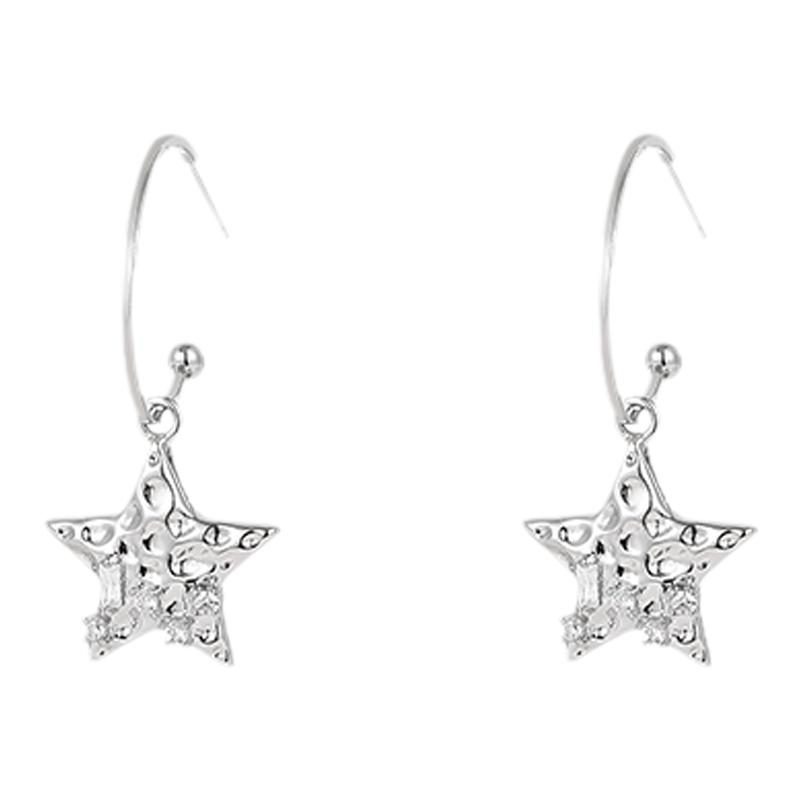 甜酷银色星星螺旋耳夹