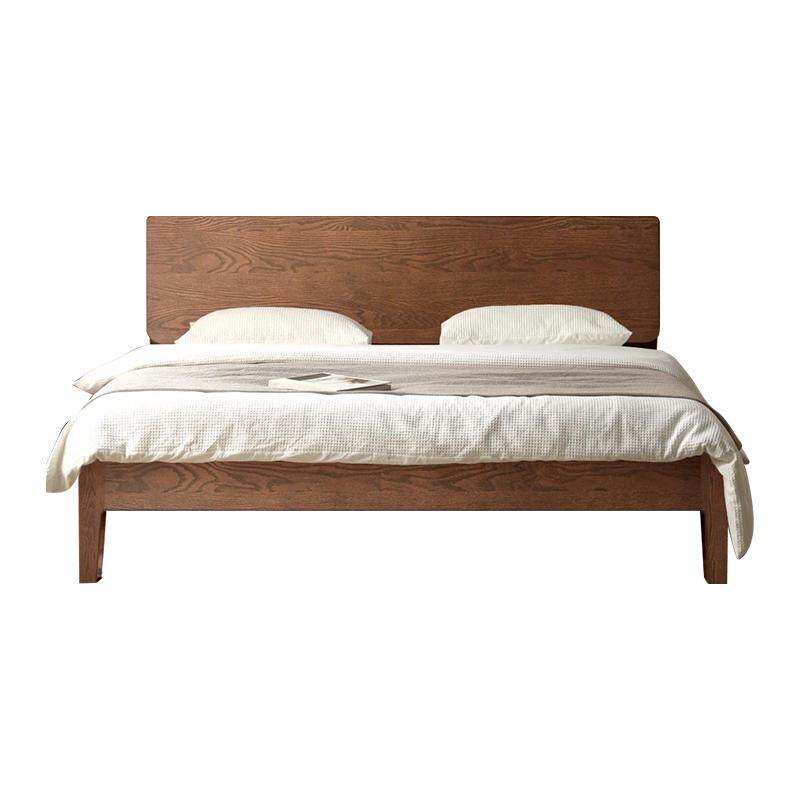 实木床现代简约1.8m主卧家用双人床胡桃色橡木床出租房15单人床架