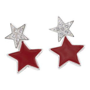 三福复古红色耳钉一对 复古时尚优雅个性首饰配饰耳环848429