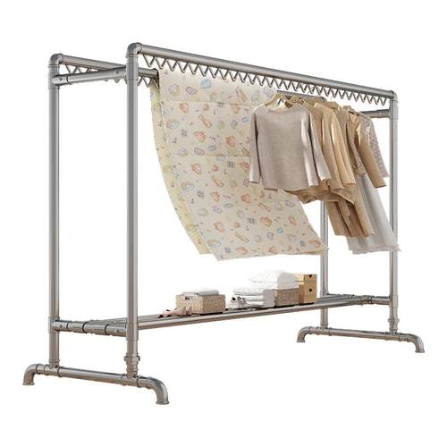 镀锌钢管晾衣架室外落地家用阳台挂衣户外简易双杆水管凉衣晒被子