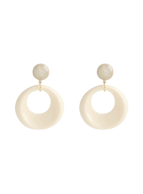 港风白色圈圈耳环法式复古轻奢高级感耳钉夸张新款巨好看气质耳饰