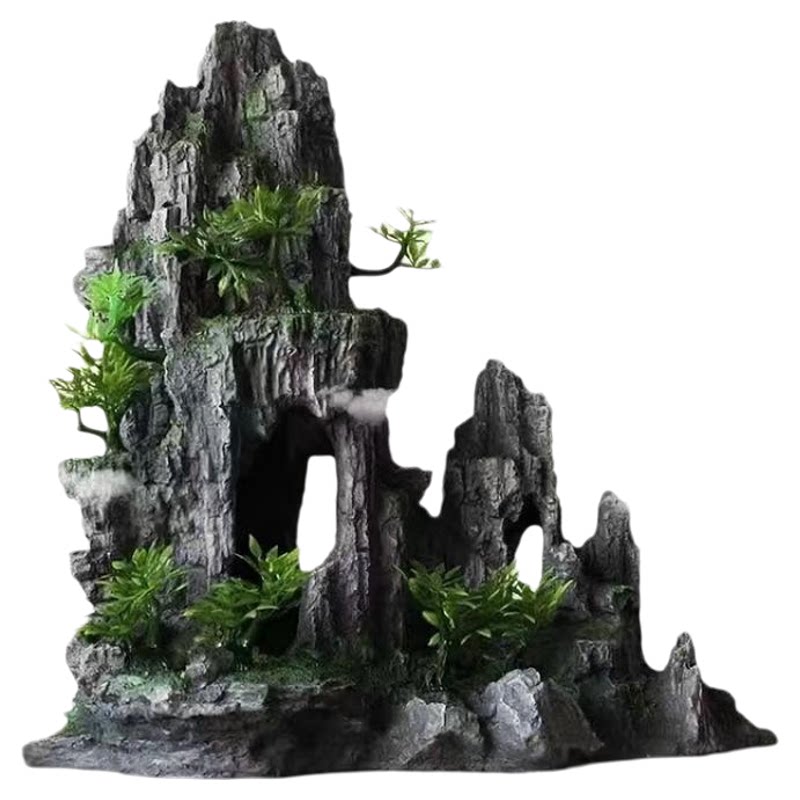 鱼缸造景全套江南古风树脂假山图片