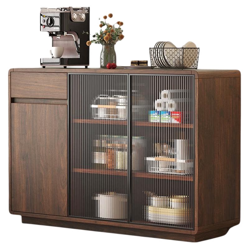 餐边柜靠墙一体茶水柜边柜复古多层储物柜客厅茶水实木生态板酒柜