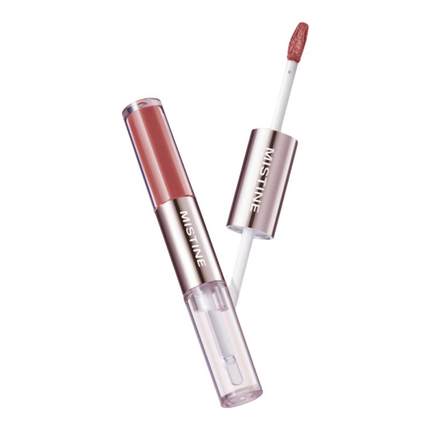 Mistine蜜丝婷双头唇釉镜面水光唇蜜口红裸色双效唇膏不沾杯持久