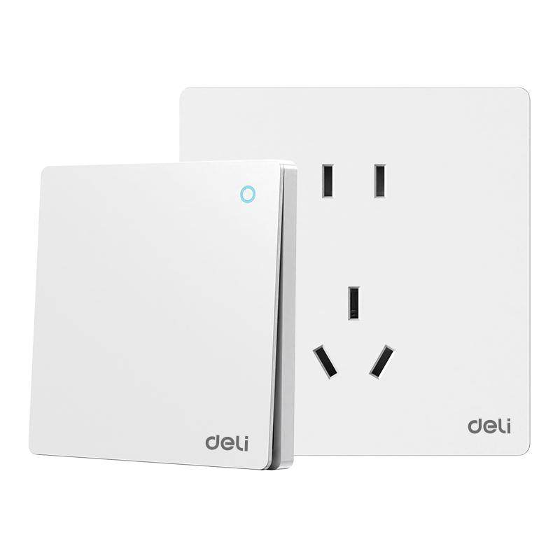 得力开关插座面板哑光大板86型暗装五孔插座16a空调插座D06象牙白,电子/电工,电源插座,淘宝优惠券,粉丝福利购,淘宝优惠卷