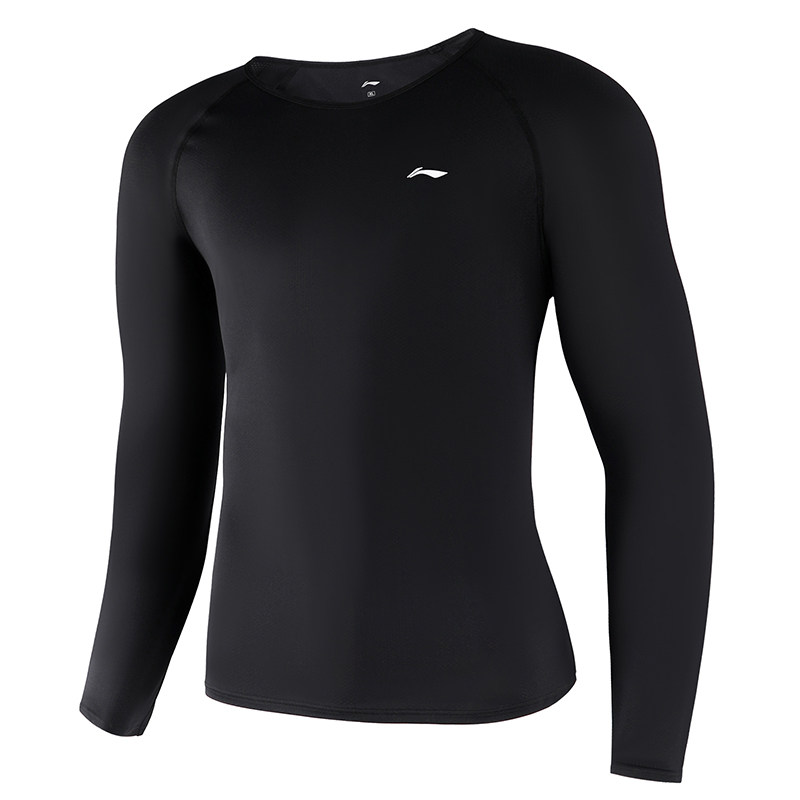 李宁健身衣服男士紧身运动速干衣长袖跑步吸汗透气打底体能训练服