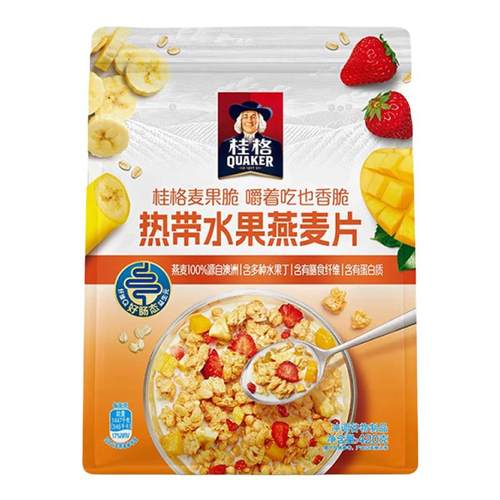桂格即食热带水果麦片麦果脆420g谷物燕麦片即食拌酸奶非油炸早餐