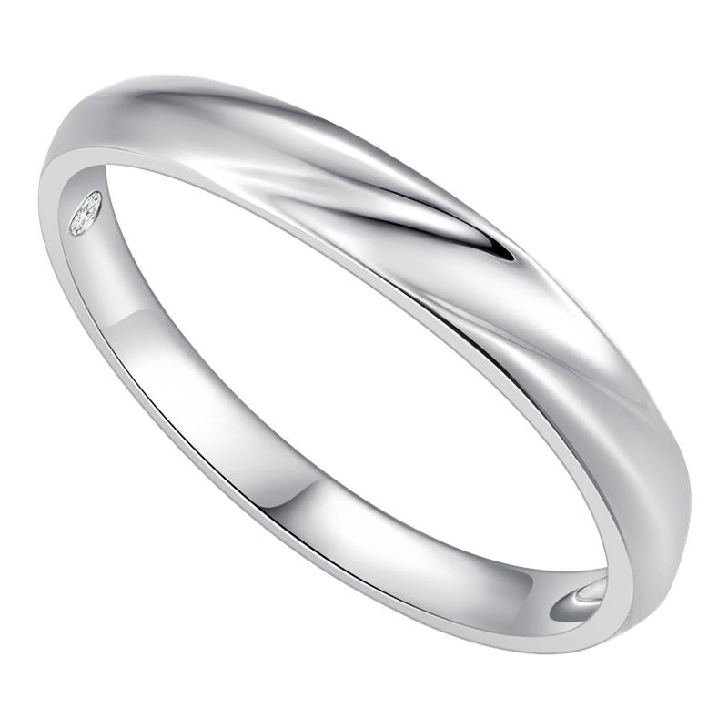 潮宏基铂雅铂金钻石戒指PT950戒圈指环手饰情侣对戒百搭生日礼物