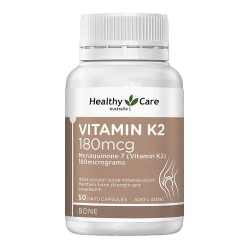 HealthyCare维生素K2胶囊180mcgMK7成人钙吸收骨骼健康补充剂50粒
