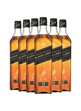 Johnnie Walker尊尼获加黑牌苏格兰威士忌1L六瓶海外进口洋酒黑方