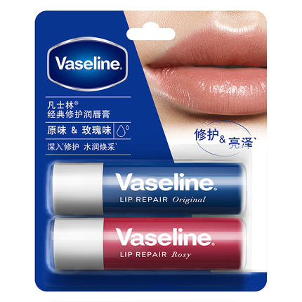凡士林修护型润唇膏3.5g保湿水嫩润原味白桃牛油果玫瑰官方正品牌