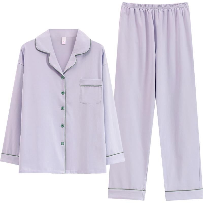 三枪纯棉简约开襟女士家居服