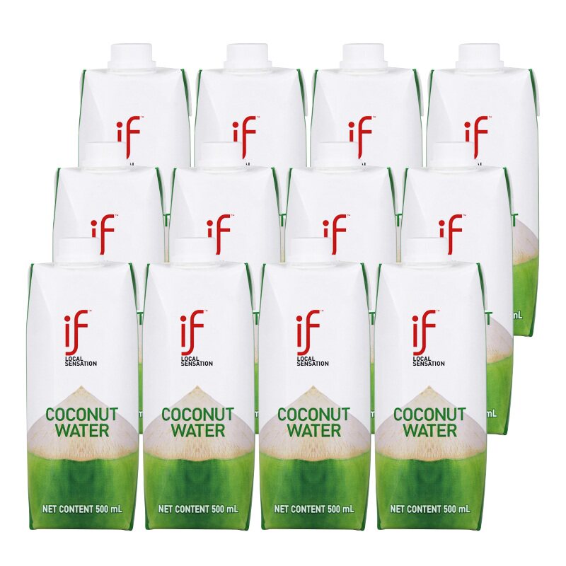 if椰子水泰国进口100%纯椰汁饮料椰青水500ml*12盒图片