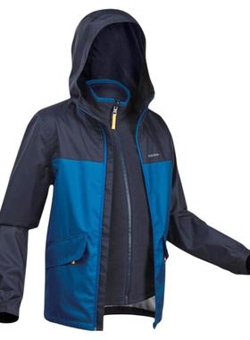 迪卡侬儿童抓绒三合一冲锋衣防风防水男童秋冬季保暖外套童装KIDS