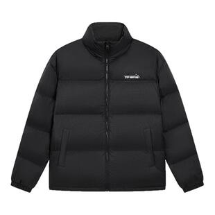 特步羽绒服男冬季新款黑色上衣立领防风保暖棉服情侣运动外套女款