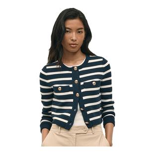 Brooks Brothers 布克兄弟女士25春夏新supima棉条纹纽扣针织开衫
