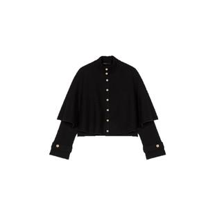 法式 针织开衫 时尚 披肩款 外套 气质黑色半高领长袖 Maje2025秋冬女装