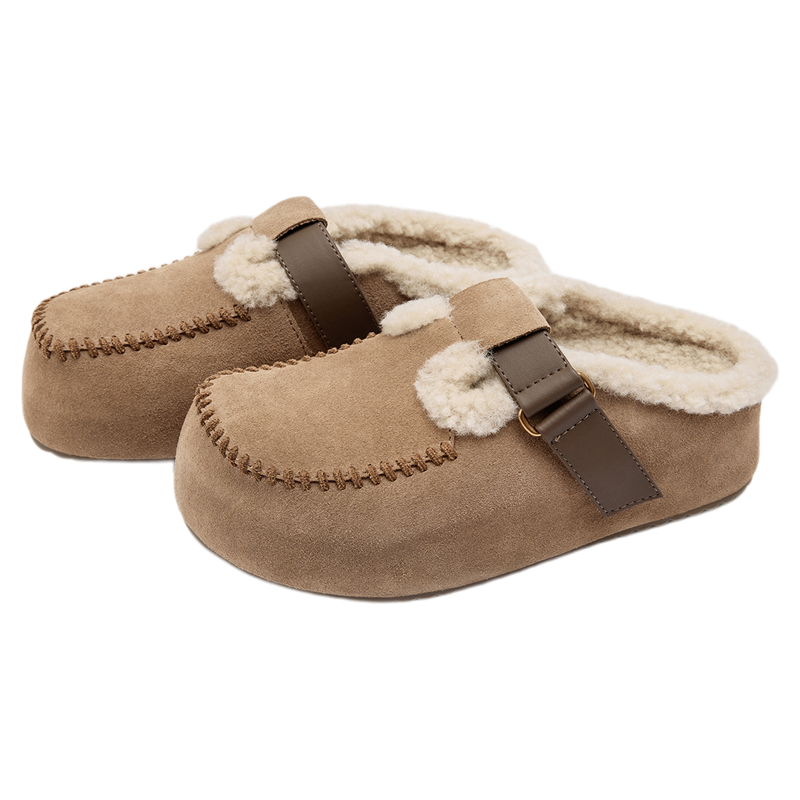 莎莎苏增高美拉德舒适勃肯毛拖鞋