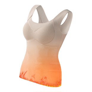 芬腾保暖背心女士无痕加绒带胸垫秋衣免穿文胸内衣打底衫 发热 冬季