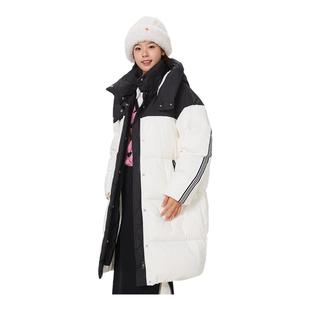 美特斯邦威羽绒服女士秋冬新款拼接撞色加厚保暖中长款女羽绒外套