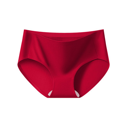 芬腾本命年红色内裤女士纯棉无痕7a级抗菌2025新款中腰大码三角裤