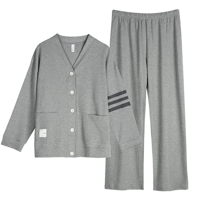 轩靓睡衣女春秋季纯棉柔软华夫格