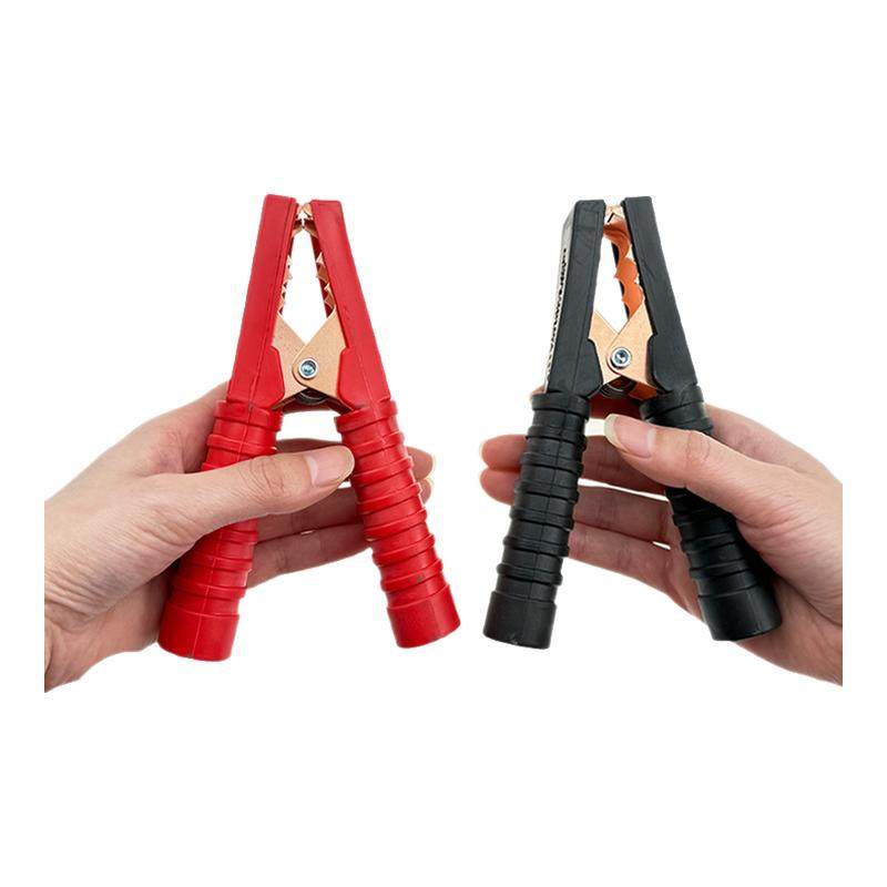 加厚电瓶夹子纯铜汽车搭火线强力鳄鱼夹蓄电池电线连接线卡子小号