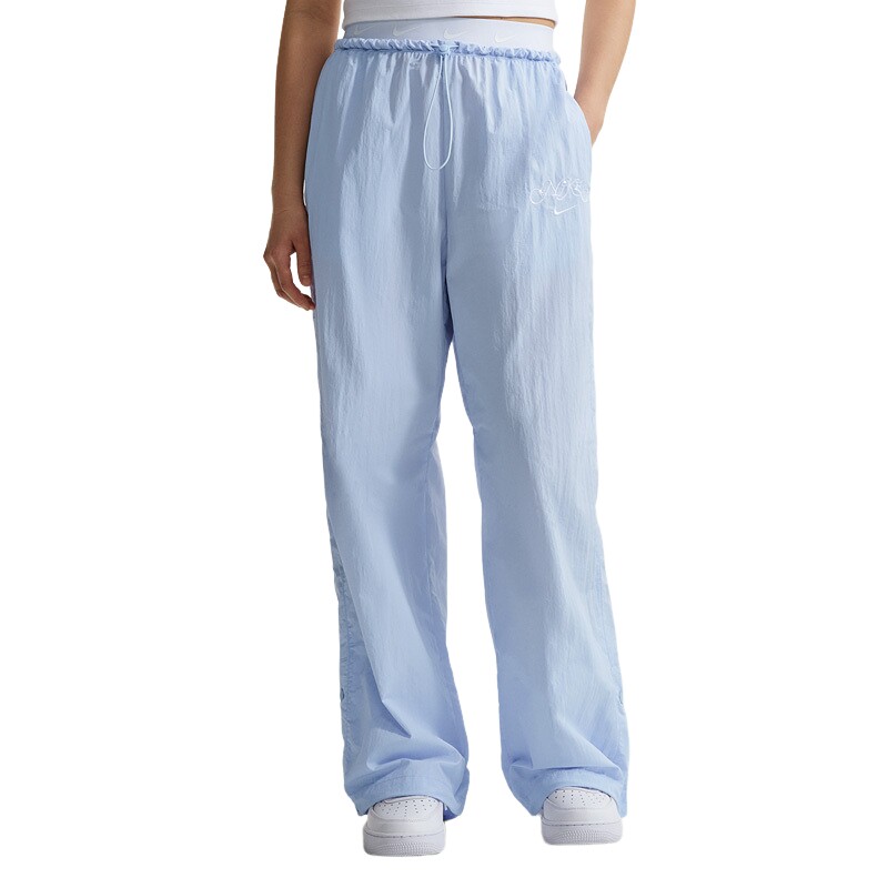 NIKE耐克女裤子高腰降落伞长裤宽松抽绳收口梭织运动裤IR7573-411