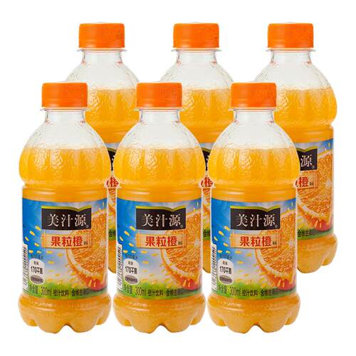美汁源果粒橙小瓶装300ml*6/12瓶车载外出小瓶便携装-CLc